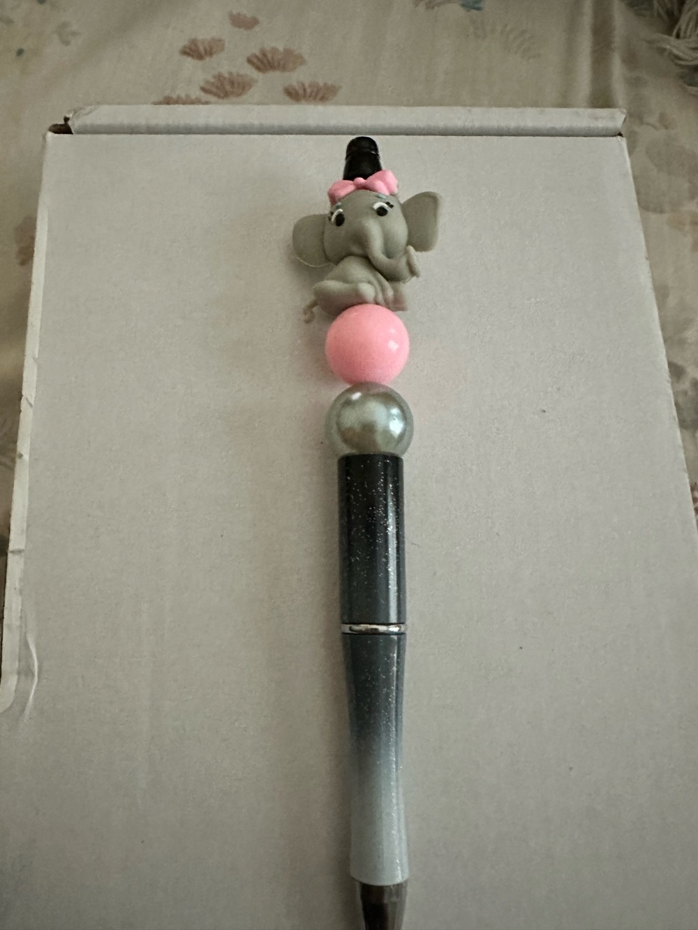 Cute Elephant Top Pen - Pink and Gray